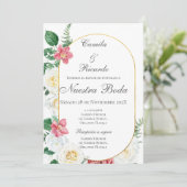 Einladung von Boho Spanish Hochzeit (Stehend Vorderseite)