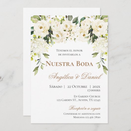 Einladung von Boho Spanish Hochzeit (Vorne/Hinten)