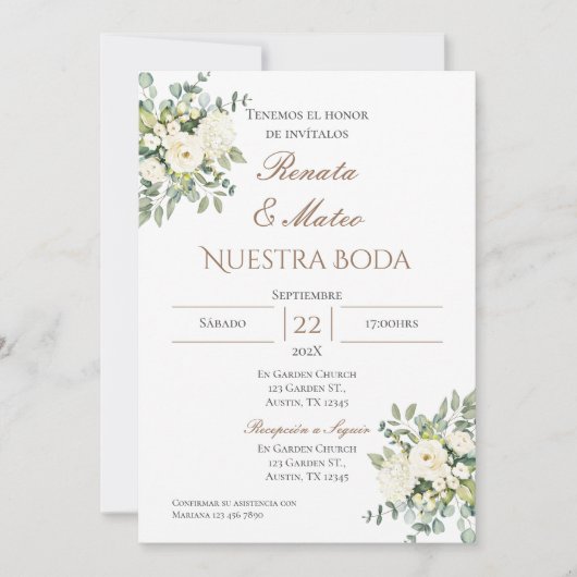 Einladung von Boho Spanish Hochzeit (Vorderseite)
