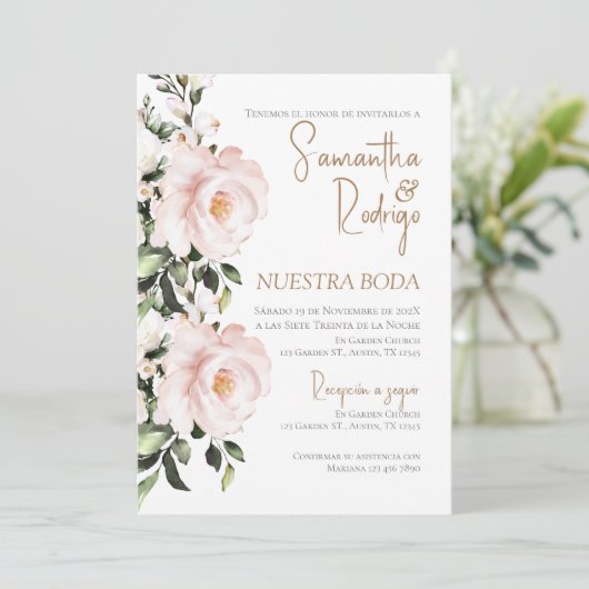 Einladung von Boho Spanish Hochzeit (Stehend Vorderseite)