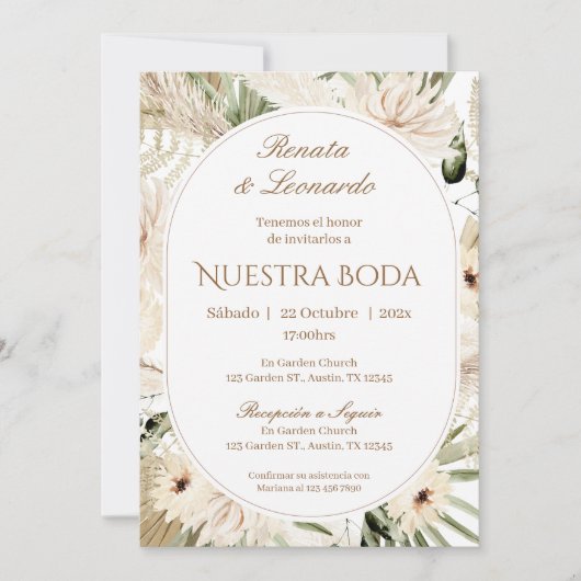 Einladung von Boho Spanish Hochzeit (Vorderseite)