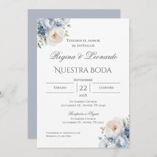 Einladung von Boho Spanish Hochzeit (Vorne/Hinten)