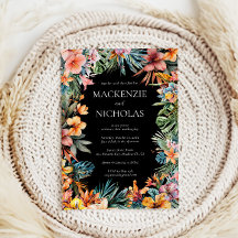 Einladung von Boho Tropical Floral Black