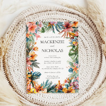 Einladung von Boho Tropical Floral Wedding