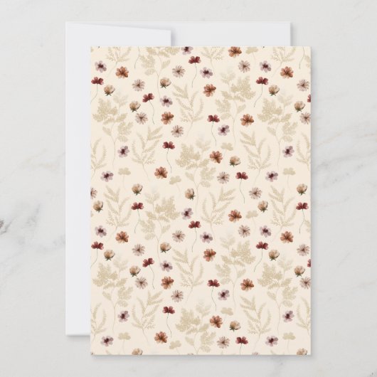 Einladung von Boho Wildblume Hochzeit (Rückseite)