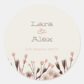 Einladung von Boho Wildblume Hochzeit Runder Aufkleber (Vorderseite)