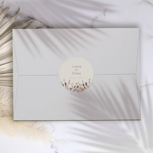Einladung von Boho Wildblume Hochzeit Runder Aufkleber
