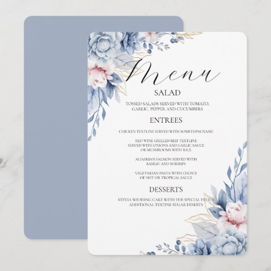 Einladung von Boho Wildblume Wedding Menu (Vorne/Hinten)