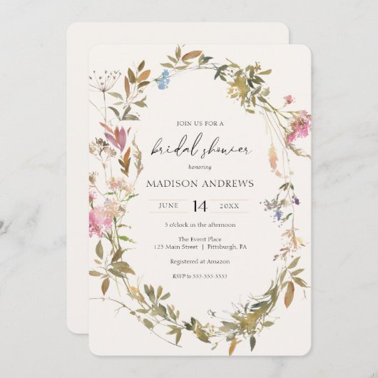 Einladung von Boho Wreath Bridal (Vorne/Hinten)