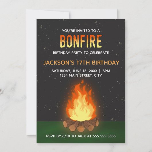 Einladung von Bonfire Birthday (Vorderseite)