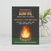 Einladung von Bonfire Birthday (Stehend Vorderseite)
