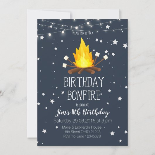 Einladung von Bonfire Birthday (Vorderseite)