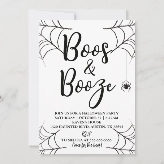 Einladung von Boos & Booze Halloween-Party (Vorderseite)