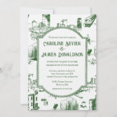 Einladung von Boston Toile Forest Green (Vorderseite)