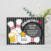 Einladung von Bowling Birthday Party (Stehend Vorderseite)