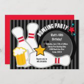 Einladung von Bowling Birthday Party (Vorne/Hinten)