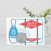 Einladung von Bowling Birthday Party (Stehend Vorderseite)