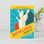 Einladung von Bowling Birthday Party (Stehend Vorderseite)