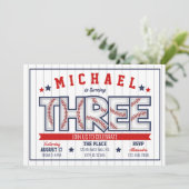 Einladung von Boy Baseball zum 3. Geburtstag (Stehend Vorderseite)