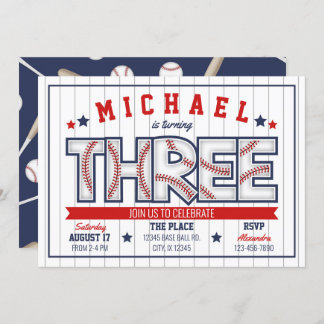 Einladung von Boy Baseball zum 3. Geburtstag