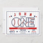 Einladung von Boy Baseball zum ersten Geburtstag (Vorderseite)