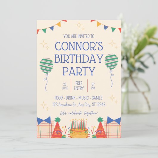 Einladung von Boy Birthday (Stehend Vorderseite)