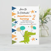 Einladung von Boy Dinosaur Child zum Geburtstag (Stehend Vorderseite)