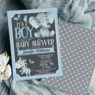 Einladung von Boy Elephant Baby Shower