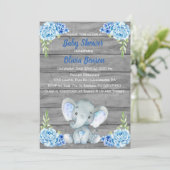 Einladung von Boy Elephant Baby Shower (Stehend Vorderseite)