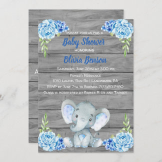 Einladung von Boy Elephant Baby Shower