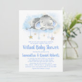 Einladung von Boy Elephant Virtual Baby Shower (Stehend Vorderseite)