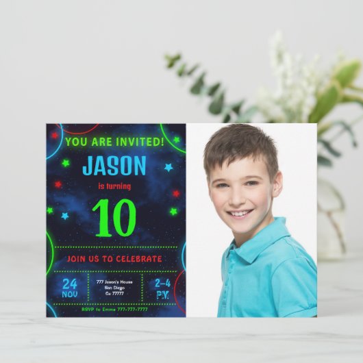 Einladung von Boy Foto (Stehend Vorderseite)