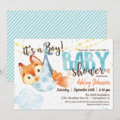 Einladung von Boy Fox Babydusche (Vorne/Hinten)