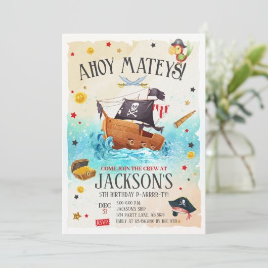 Einladung von Boy Pirate (Stehend Vorderseite)