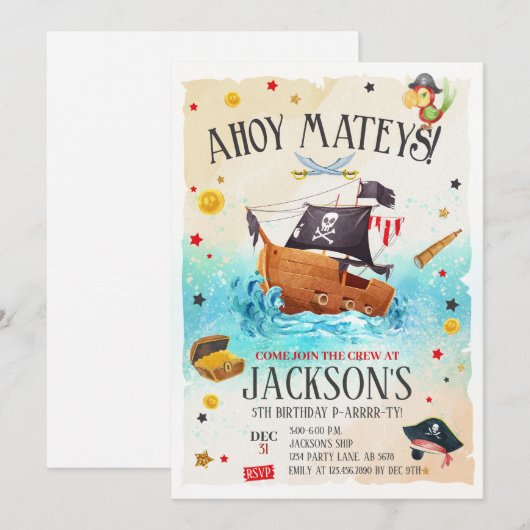 Einladung von Boy Pirate (Vorne/Hinten)