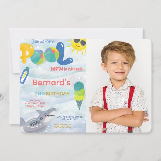 Einladung von Boy Pool Foto (Vorderseite)