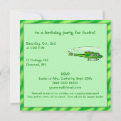 Einladung von Boys Geburtstagsparty mit Helicopter (Rückseite)