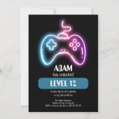Einladung von Boys Neon Video Game Kindergeburtsta (Vorderseite)