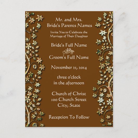Einladung von Braun Wirbel und Blume (Vorderseite)