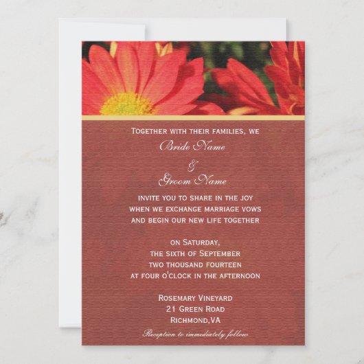 Einladung von Braut und Bräutigam. Daisy Blume (Vorderseite)