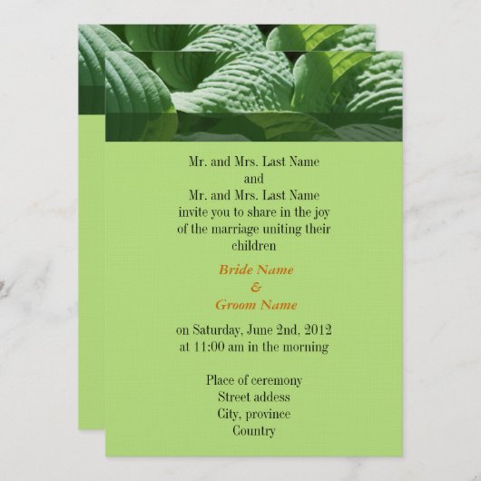 Einladung von Braut- und Bräutigam-Eltern zur Hoch (Vorne/Hinten)