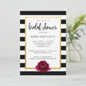 Einladung von Brautparty Black and White Stripe (Stehend Vorderseite)