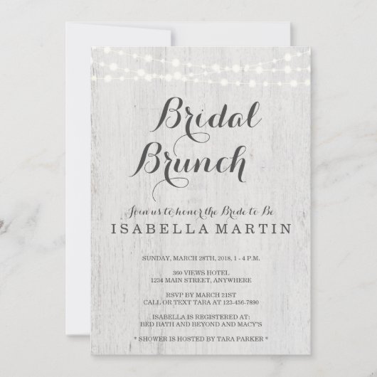 Einladung von Bridal Brunch - Rustikale Hochzeit (Vorderseite)