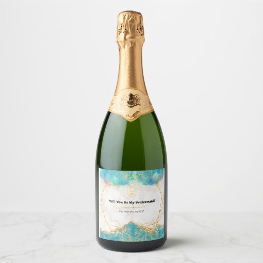 Einladung von Bridesmaid Bubbly Champagne Prosecco Schaumweinetikett (Vorderseite)
