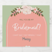 Einladung von Bridesmaid Bubbly Champagne Prosecco Schaumweinetikett (Einzelnes Label)