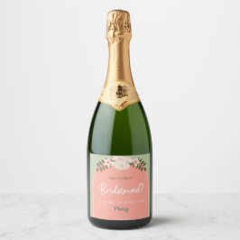Einladung von Bridesmaid Bubbly Champagne Prosecco Schaumweinetikett