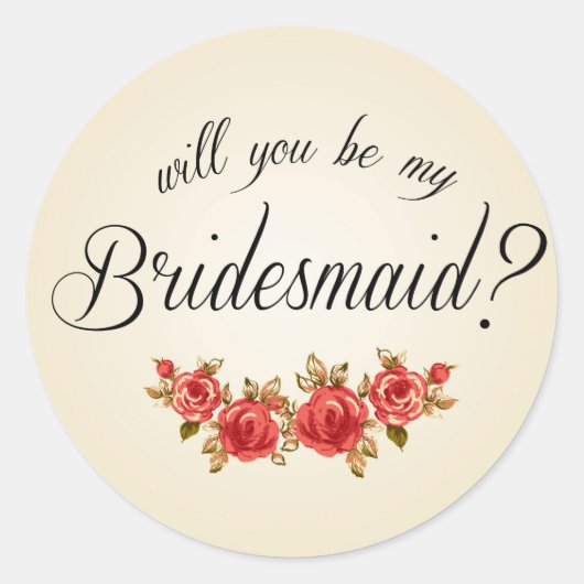 Einladung von Bridesmaid Runder Aufkleber (Vorderseite)