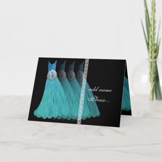 Einladung von Bridesmaid - Türkisblau - Garwns (Vorderseite)