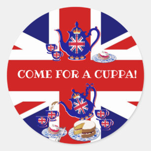 Einladung von British Teatime Runder Aufkleber
