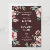 Einladung von Brown Peach floral Wedding (Vorderseite)